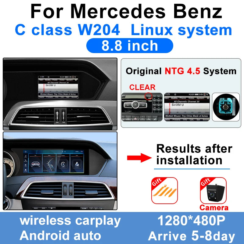 Wireless Multimedia Display For Mercedes-Benz C-Class W204