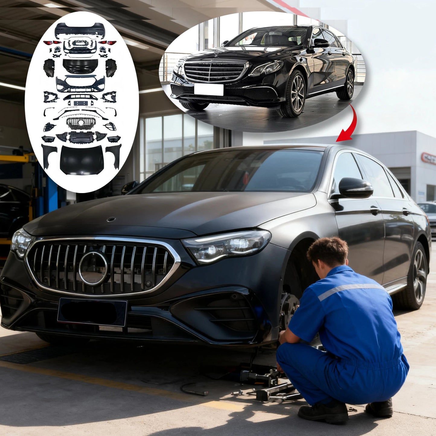 Mercedes-Benz E-Class W213 to W214 E53 AMG Facelift Body Kit