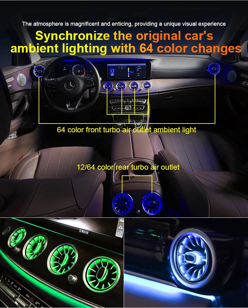 64 Colors LED Air Vents For Mercedes Benz E-Class W213