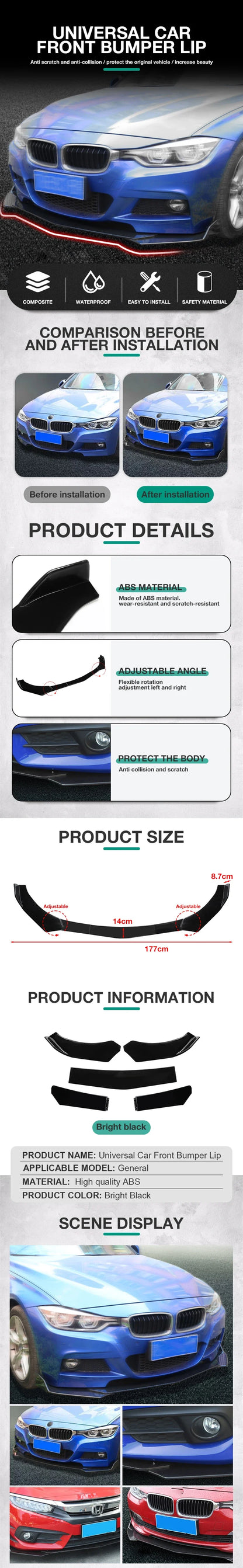 Universal Car Front Bumper Lip