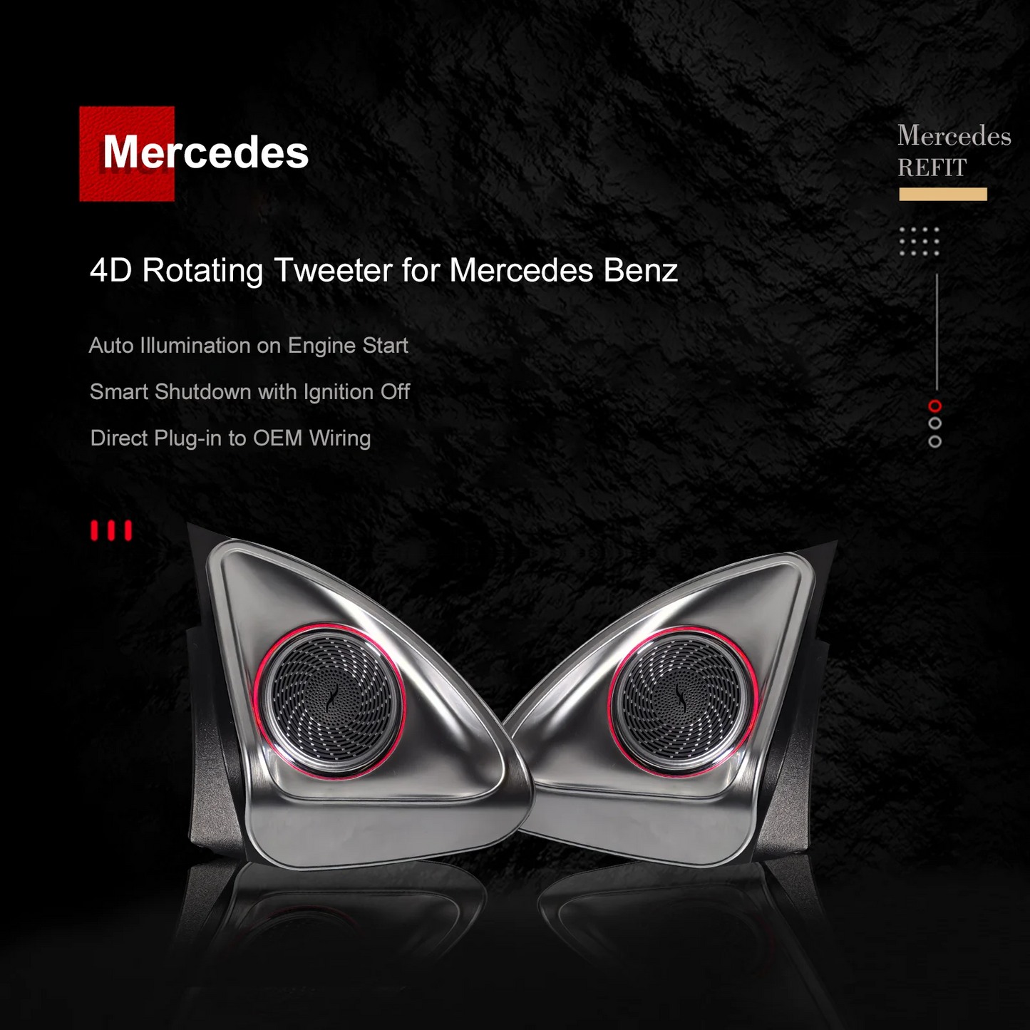 64 Colors 4D Rotating Tweeter Speaker For Mercedes-Benz