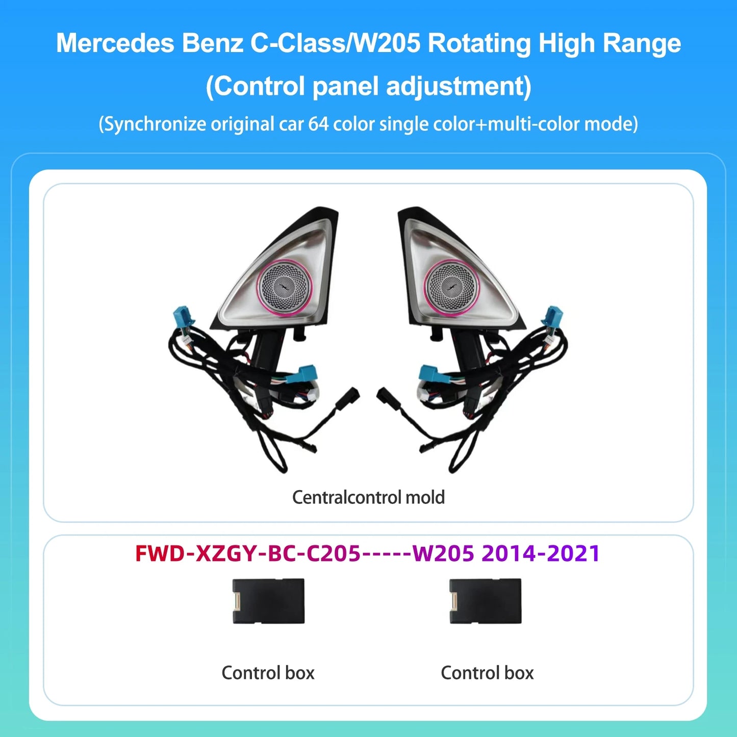 64 Colors 4D Rotating Tweeter Speaker For Mercedes-Benz