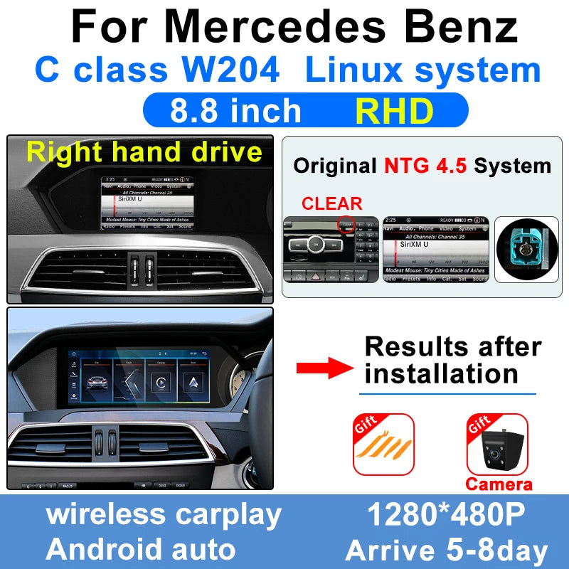 Wireless Multimedia Display For Mercedes-Benz C-Class W204