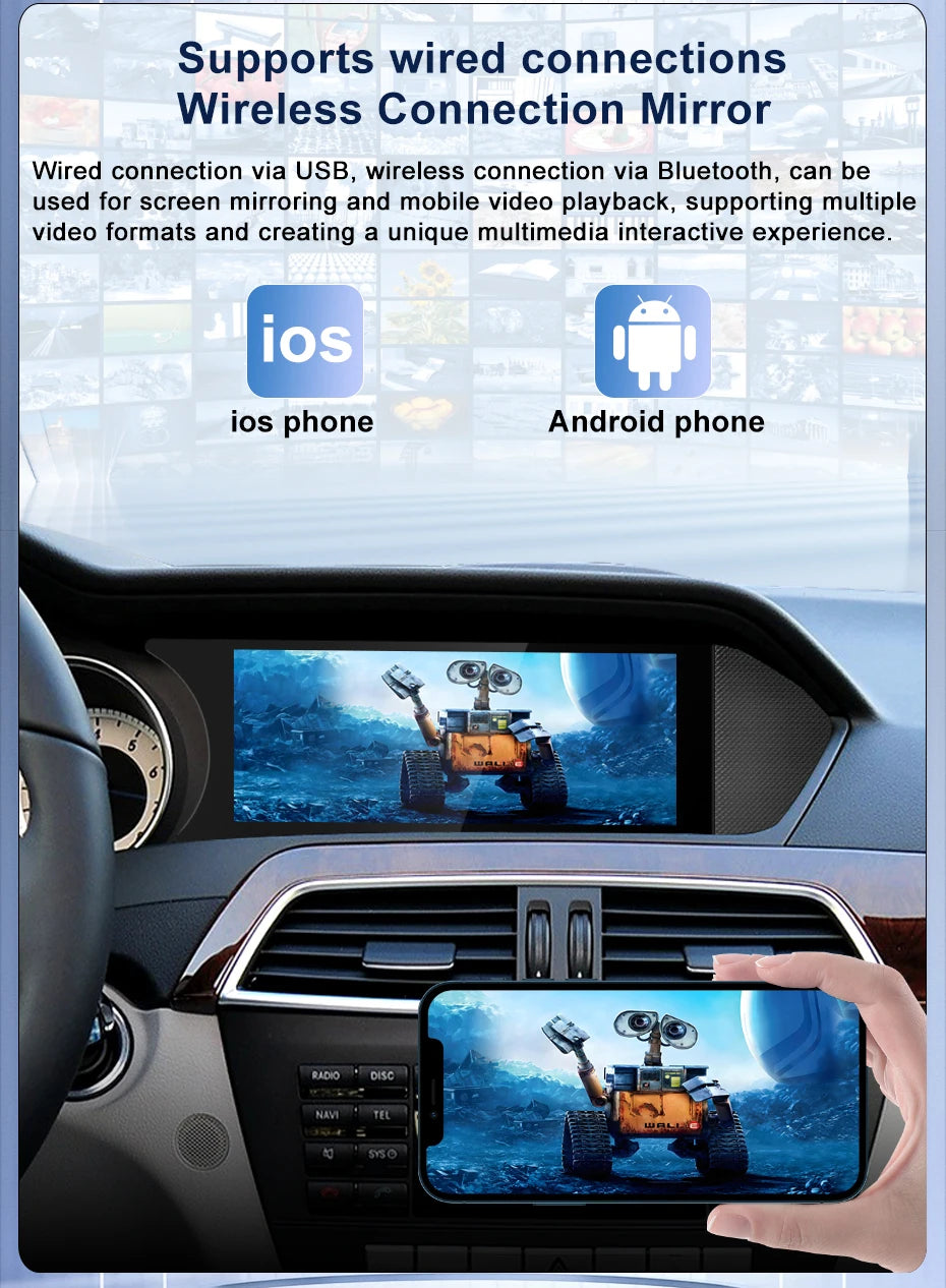 Wireless Multimedia Display For Mercedes-Benz C-Class W204