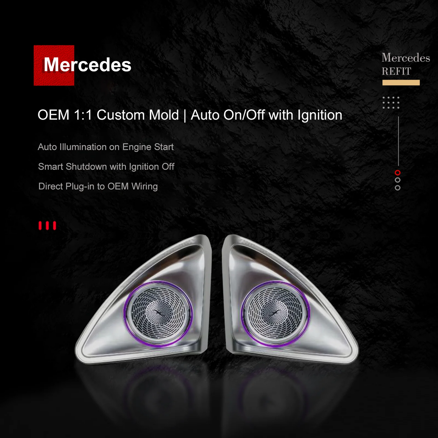 64 Colors 4D Rotating Tweeter Speaker For Mercedes-Benz