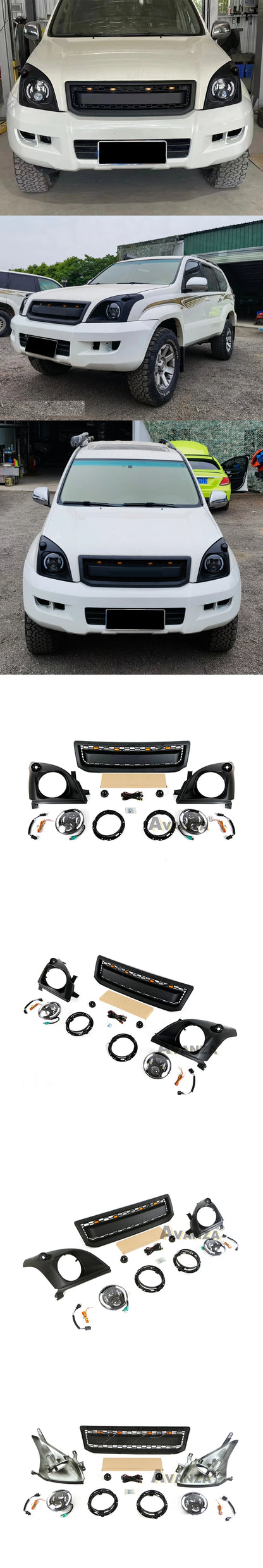 Front Grille & Headlights For Toyota Land Cruiser Prado LC120