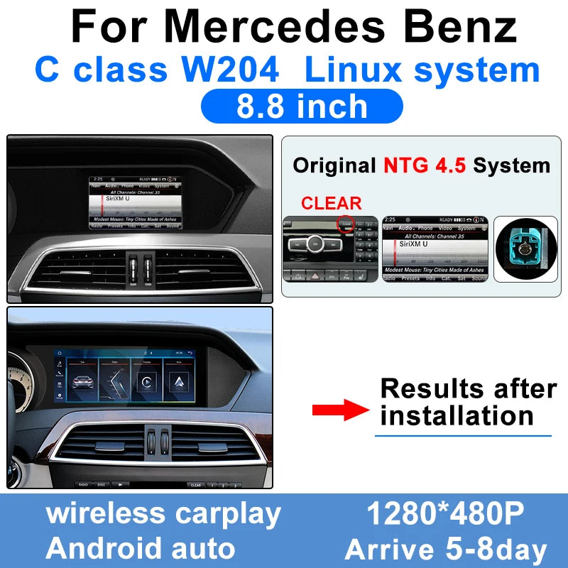 Wireless Multimedia Display For Mercedes-Benz C-Class W204