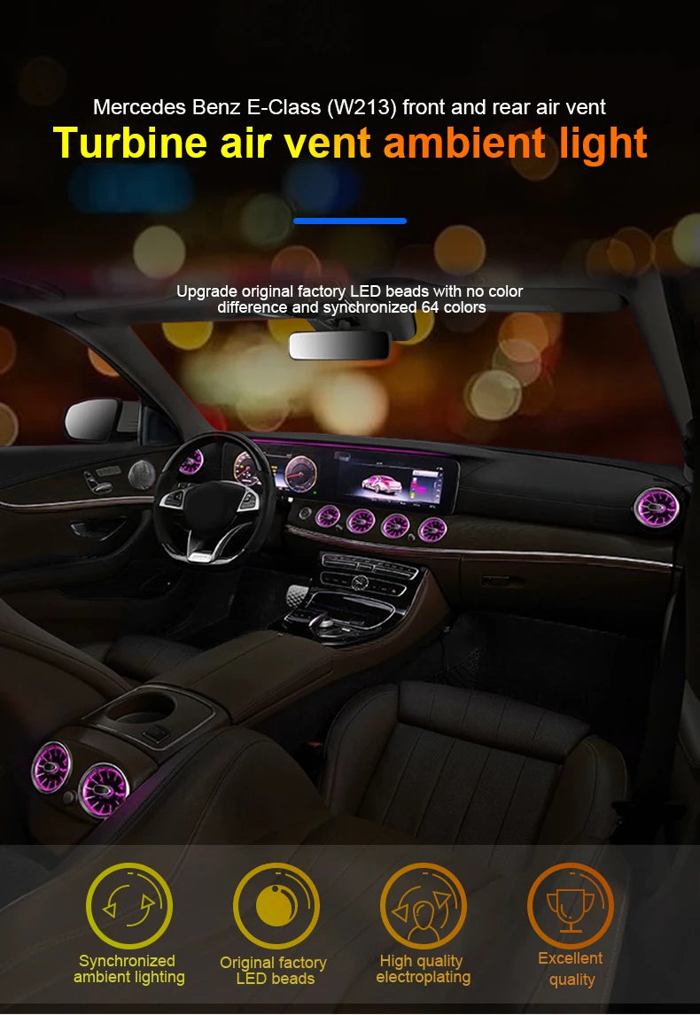 64 Colors LED Air Vents For Mercedes Benz E-Class W213