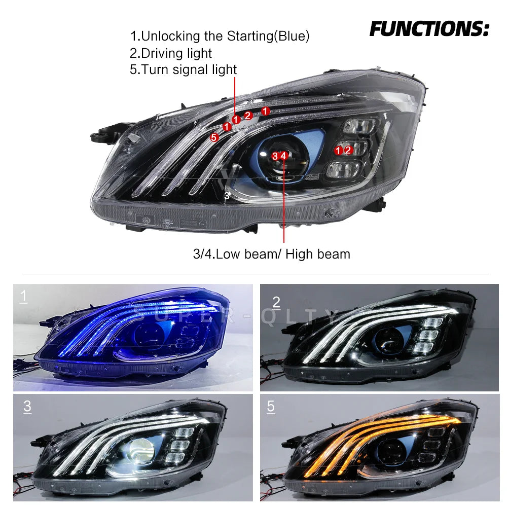 Mercedes-Benz S-Class W221 Maybach-Style Headlights