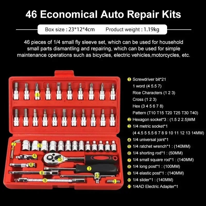 46 Pieces Car Tool Kit