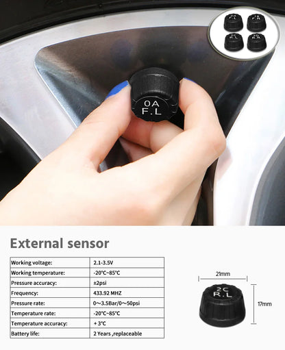 Solar Power Car Tire Pressure Monitor System