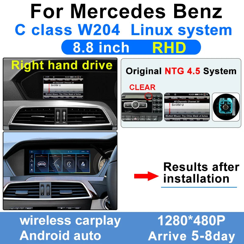 Wireless Multimedia Display For Mercedes-Benz C-Class W204