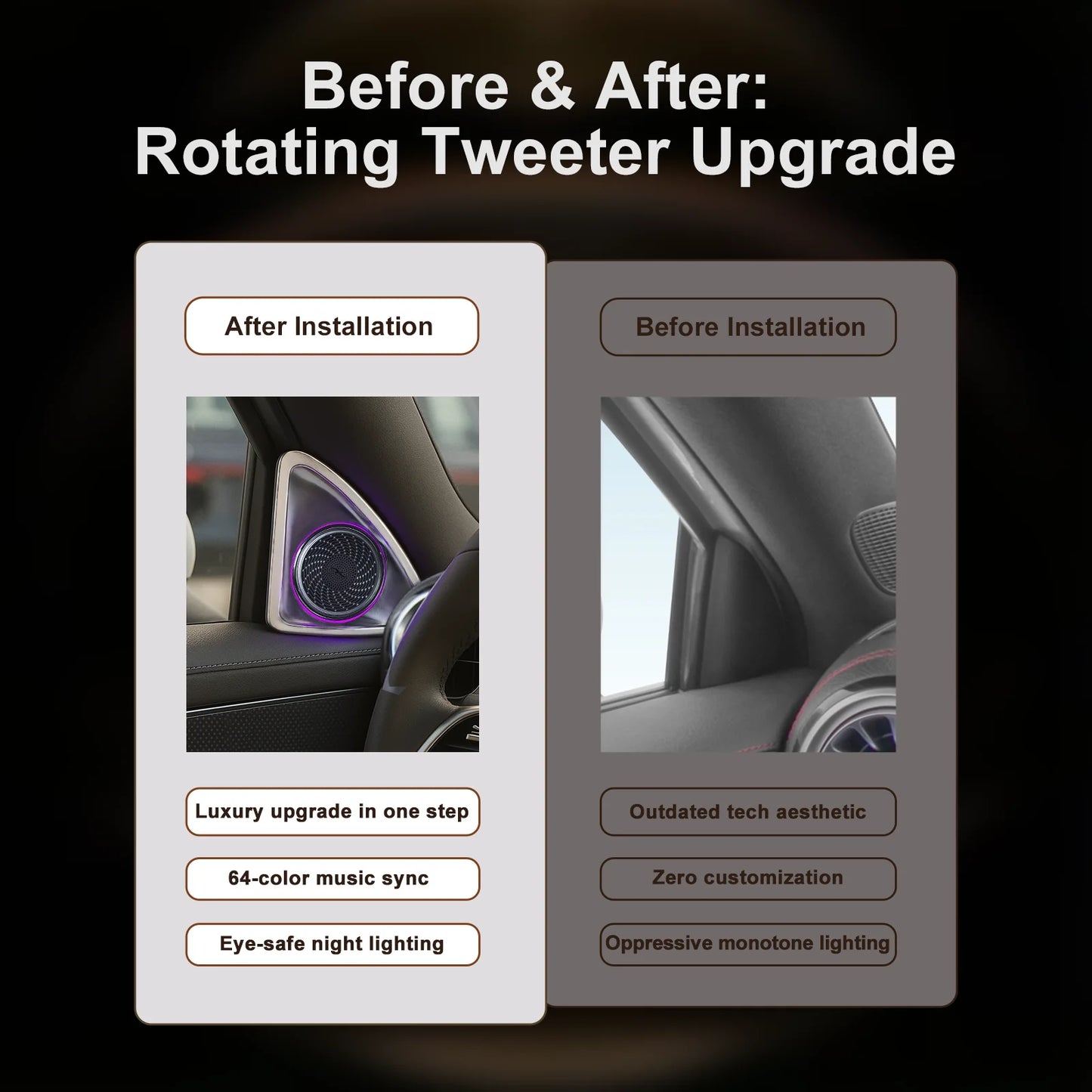 64 Colors 4D Rotating Tweeter Speaker For Mercedes-Benz