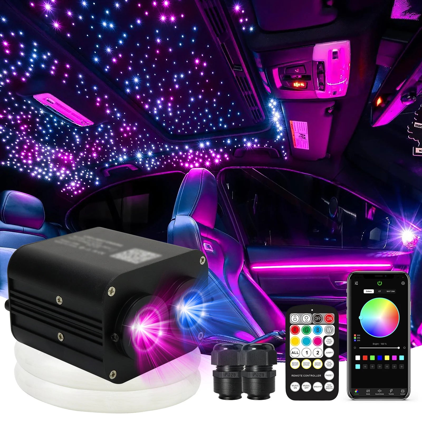 RGB Car Fiber Optic Star Ceiling Lights