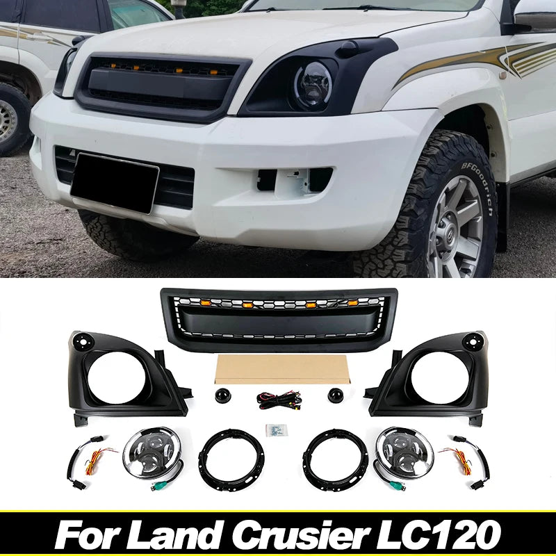 Front Grille & Headlights For Toyota Land Cruiser Prado LC120